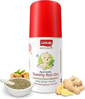 Luvlap Naturals Baby Tummy Roll On Oil (40ml) for Colic & Gas Relief, Relieves Constipation & Indigestion with Hing, Ginger & Fennel (Saunf), Alcohol free, Dermatologically tested Ayurvedic medicine