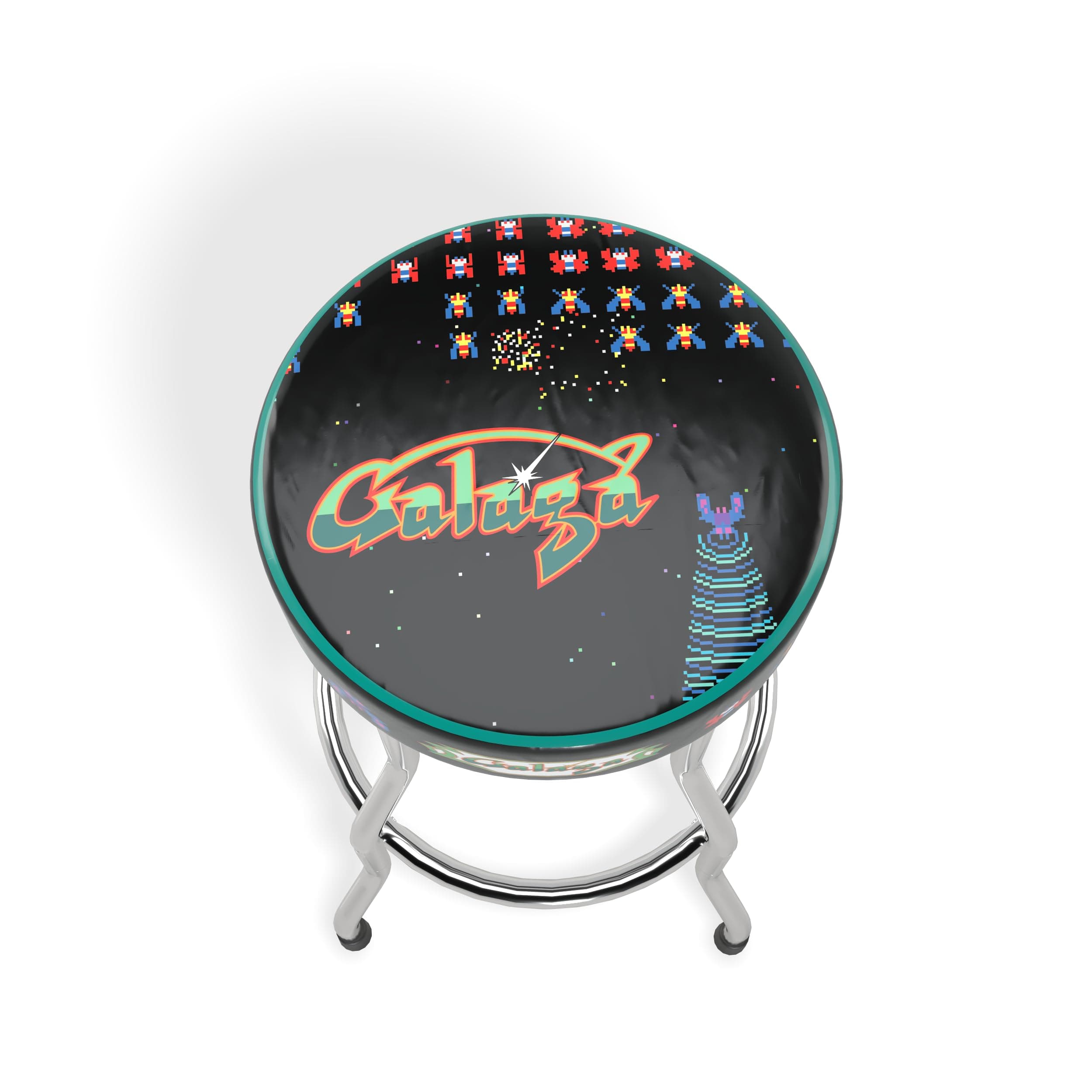 ARCADE1UP Officially Licensed Adjustable Stool with Chrome-Plated Steel Frame and High-Density Foam Padding for Supreme Gaming Comfort (Galaga)