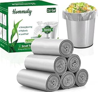2.6 Gallon 240 pcs Small Silver Gray Trash Bags, Strong Garbage Bags, Bathroom Trash Can Bin Liners Unscented, Mini Grey Plastic Bags for Office, Waste Basket Liner, Fit 6-10 Liters, 2-2.6 Gal