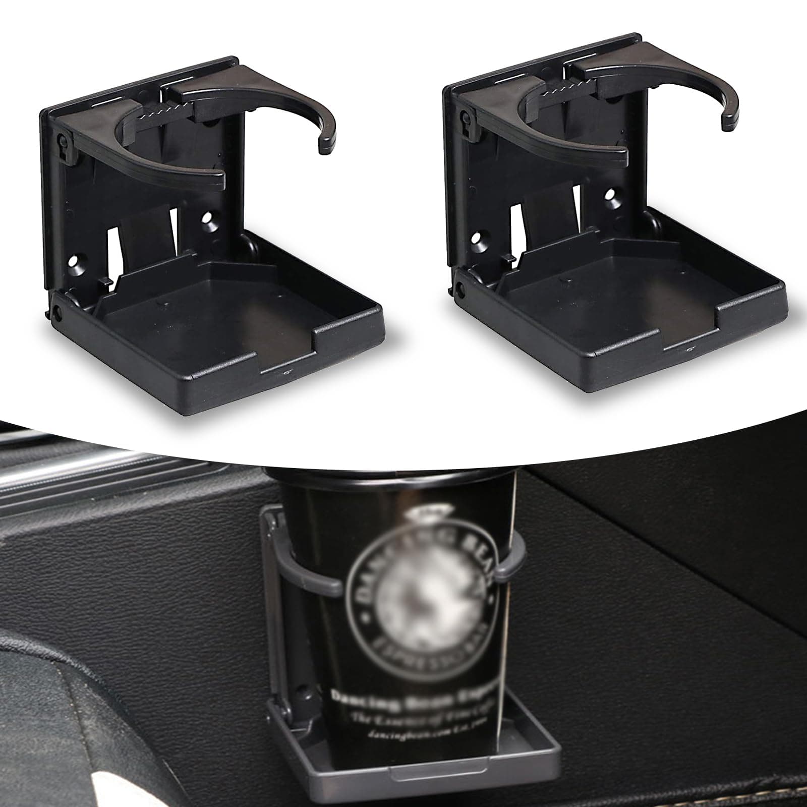 UGSHY2 PCS Car Adjustable Water Cup Holder, Foldable Wall-Mounted Multi-Functional Fixed Bracket with Screws, Portable Mini Drink Holder, Universal Accessories for Cars Boats Home Offices (Black)