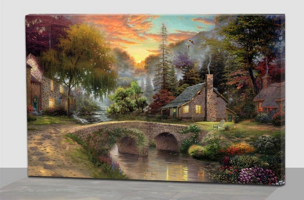 SUNDOWN BRIDGE LED CANVAS WALL ART 60CM X 40CM