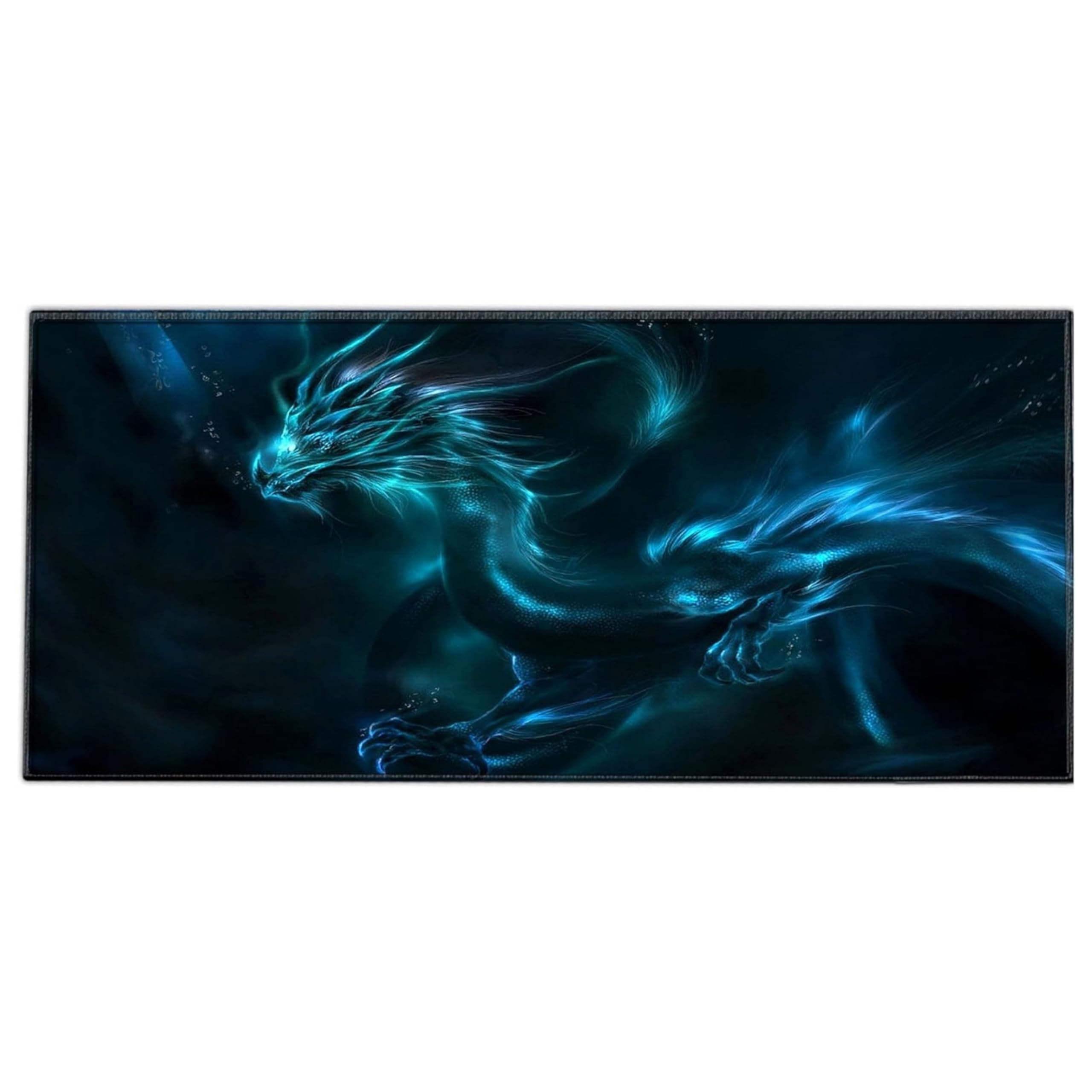 Silent Monsters Mouse Mat Size XX Large 35 x 16 inches / 90 x 40 cm, Dragon, Stitched Edges, washable & rollable Mouse Pad, Gaming Home Office Mousemat, Mousepad non-slip & quiet, Desk Mat XXL