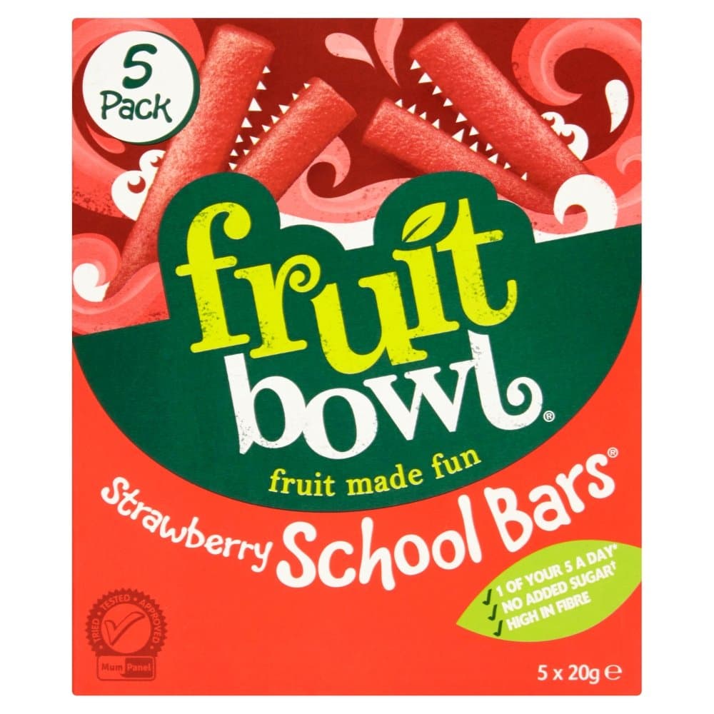 Fruit Bowl 5 Strawberry School Bars, 100g