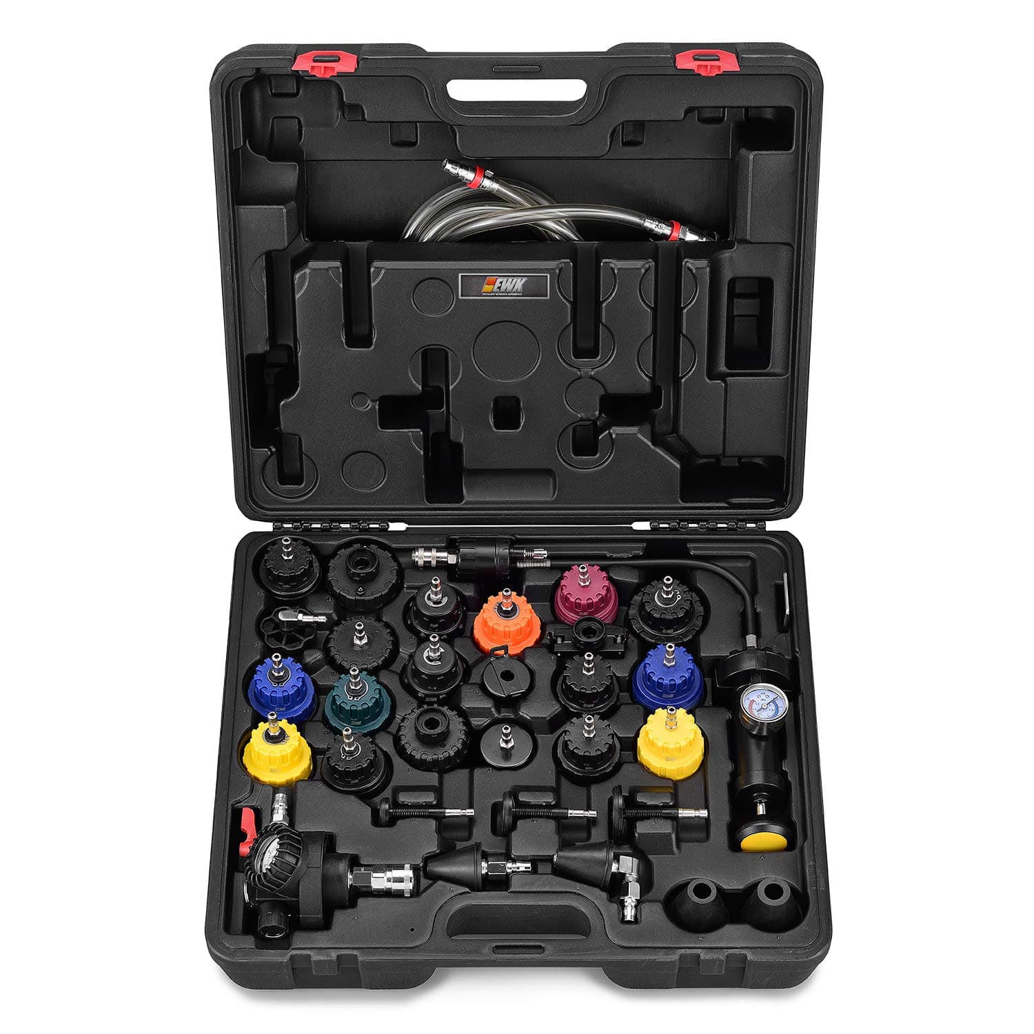 EWK 33pcs Cooling System Pressure Tester Adapter Kit Vacuum Coolant Refill Tool