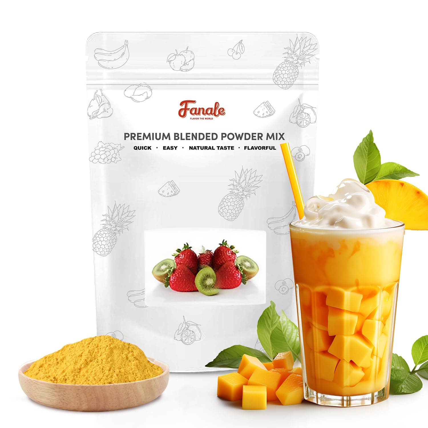Premium Mango Flavoring Powder for Boba Tea| Perfect for Baking, Smoothies, Desserts and Drinks | Instant Boba Bubble Tea Powder for Milk- 2.2 Pounds (Pack of 1)