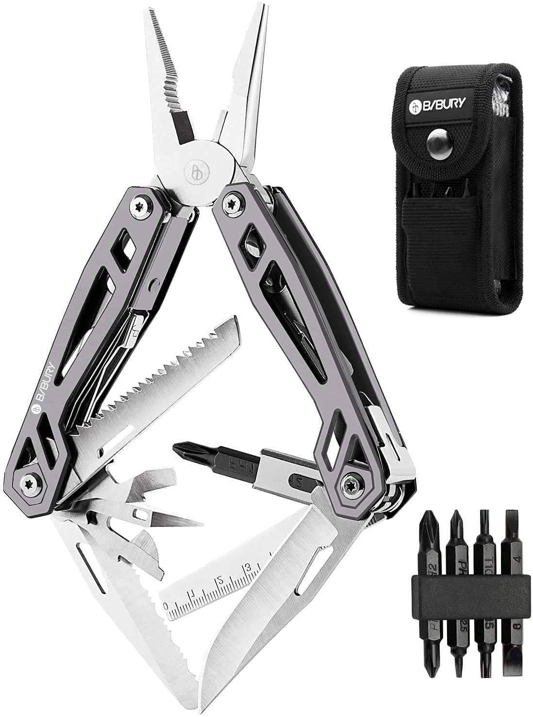 Multitool Pliers,Titanium 21-in-1 Multi-Purpose Pocket Knife Pliers Kit, 420 Durable Stainless Steel Multi-Plier Multi-tool for Survival, Camping, Hunting, Fishing and Hiking