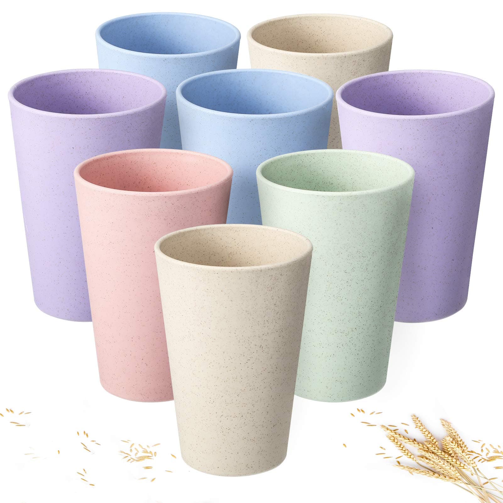 8 Pieces Colorful Drinking Cups 16 oz Unbreakable Reusable Drinking Cup Stackable Healthy Tumbler Water Coffee Milk Tea Cups for Home Kitchen Parties Camping Supply