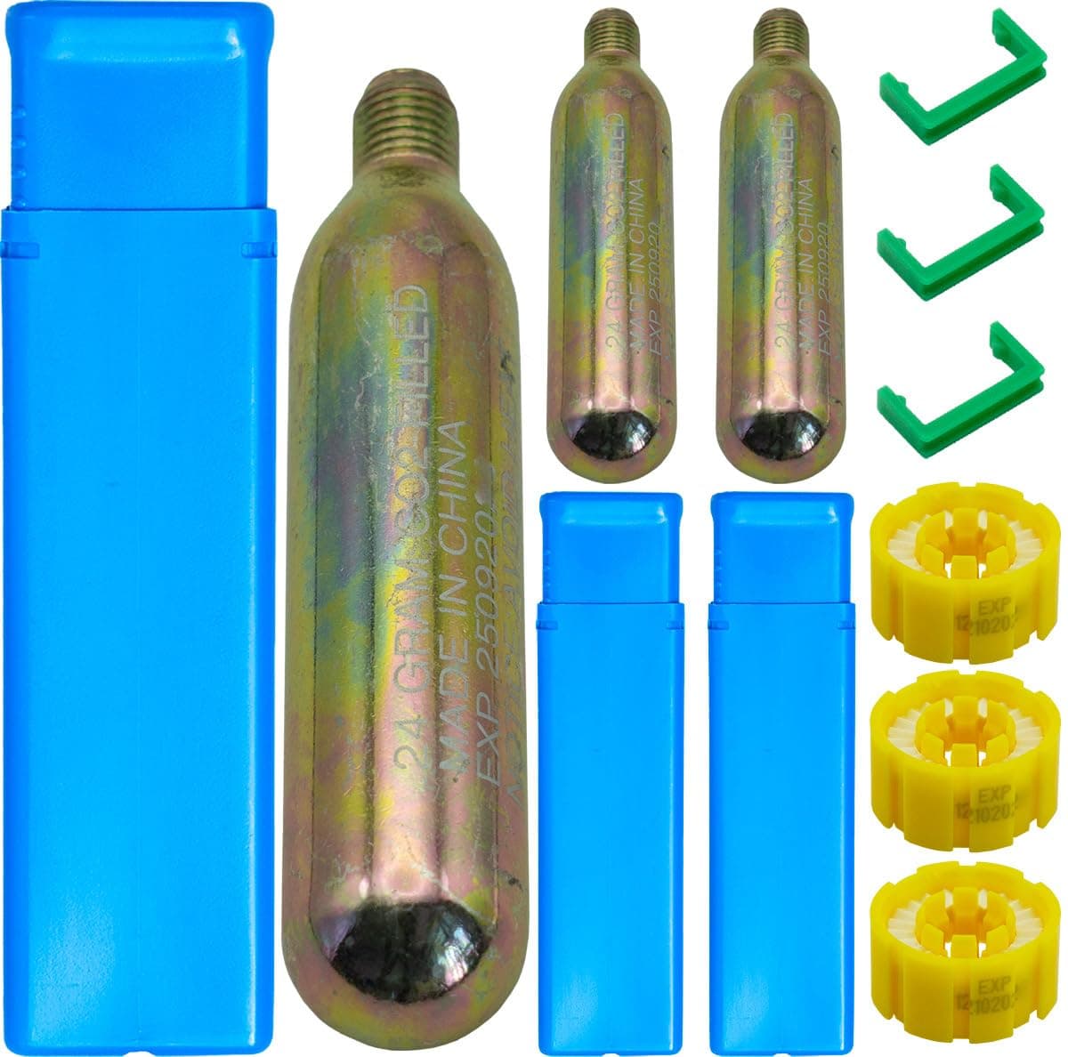 3-Pack 24/33 Grams 1/2 Thread CO₂ Inflator Cartridges Emergency Auto-Inflate for Life Jackets, PFDs & Safety Devices | Water Sports, Boating, Fishing & Kayaking Essential