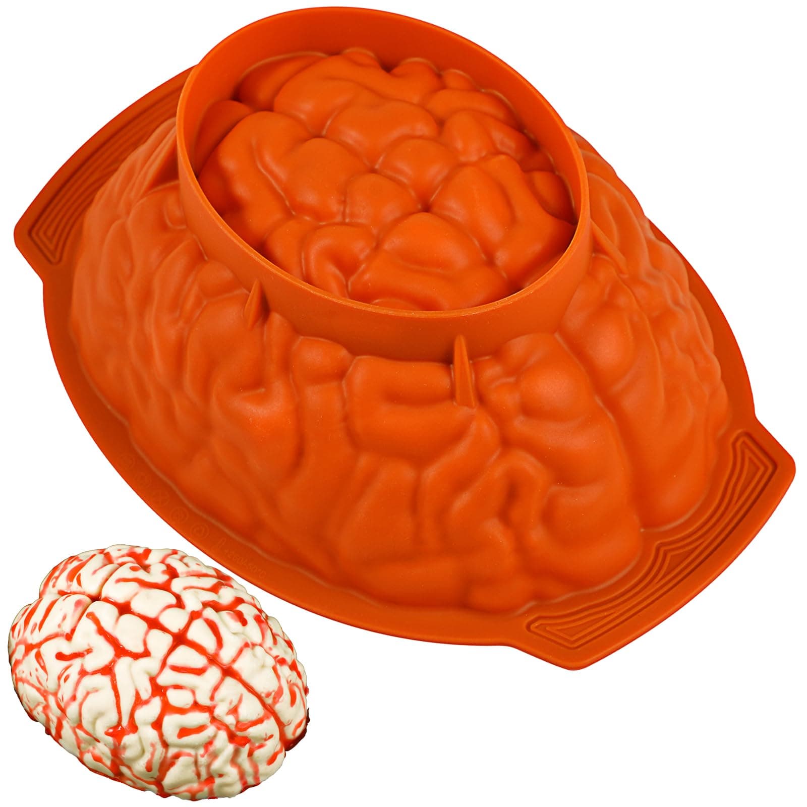 Kamehame Silicone Brain Mold, Large Brain Cake Mold, 3" Deep Cake Pan with Support Base for Halloween Candy Chocolate Jelly or Pudding