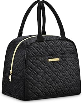 Lunch Bag Women Insulated Lunch Box Thermal Lunch Tote Bags for Adults Work(Black-Embroidery)