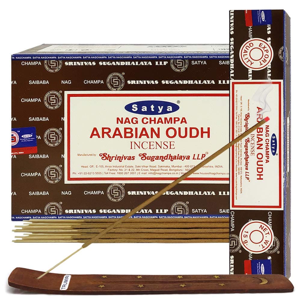 Arabian Oudh Incense Sticks and Holder Bundle - Satya Incense