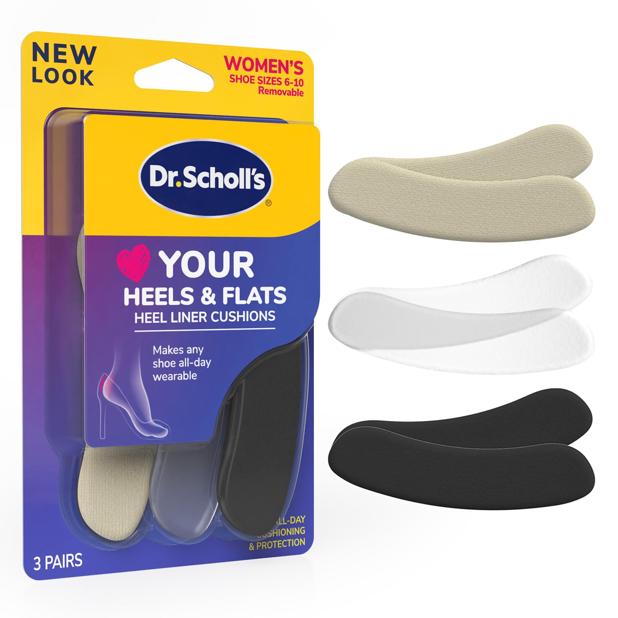 Dr. Scholl's Foam Heel Liners Inserts Helps Prevent Uncomfortable Shoe Rubbing at The Heel and Helps Prevent Shoe Slipping for Shoes That are Too Big, 3 Pair