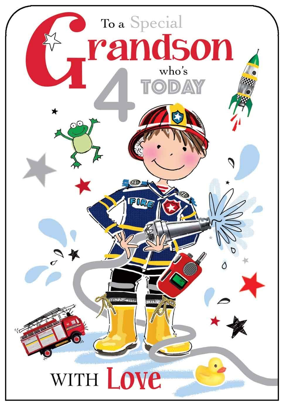 Grandson 4th Birthday Card