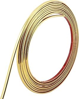 16.4ft Shiny Gold Peel and Stick Molding Trim, Flexible Mirror Wall Ceiling Floor Cabinet Tile Edge Moulding