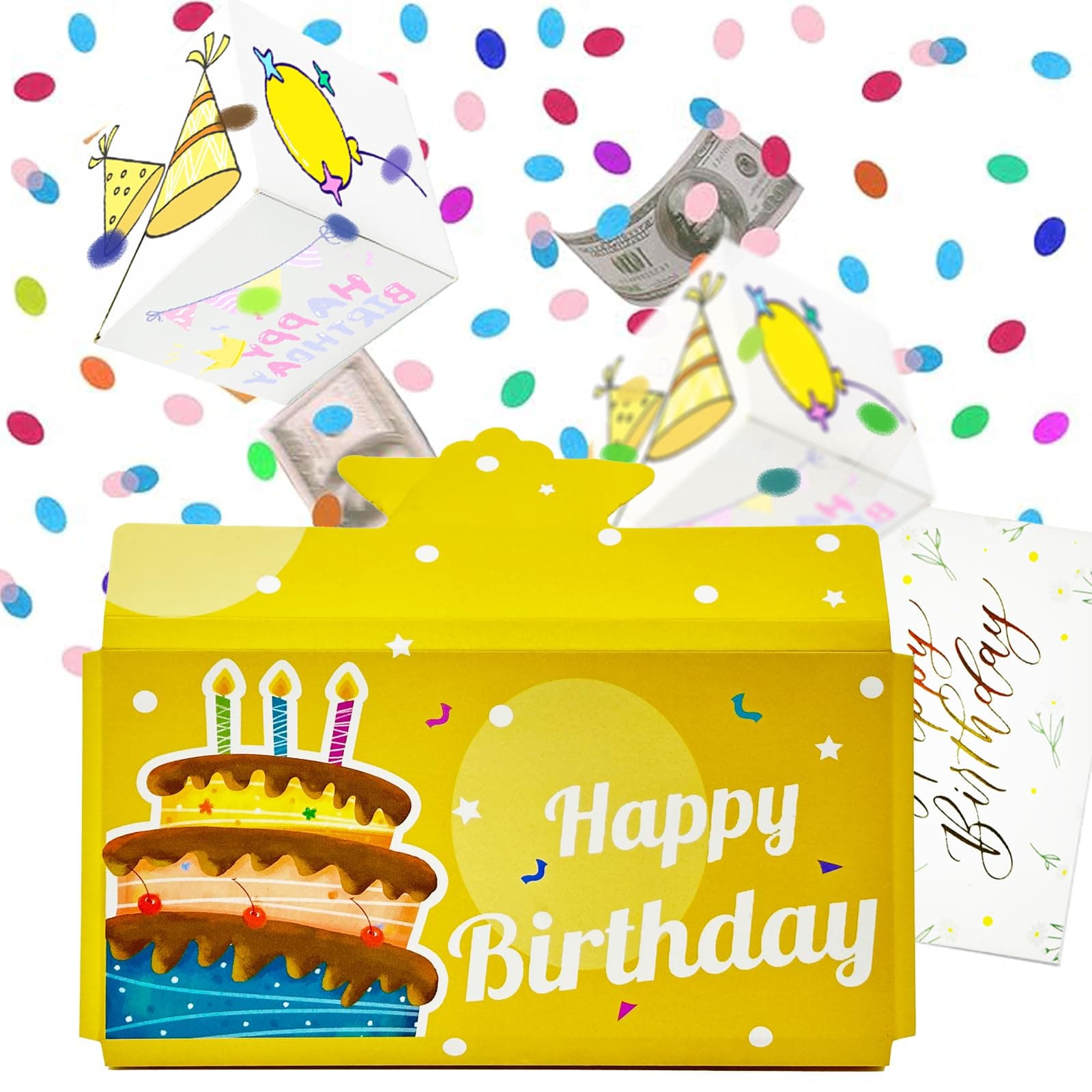 Explosion Surprise Card Exploding Cards Confetti Gift Greeting Card Birthday Anniversary Money Box DIY Photo Folding Gift Box Pop-Up Explosion Gift Box (Birthday)