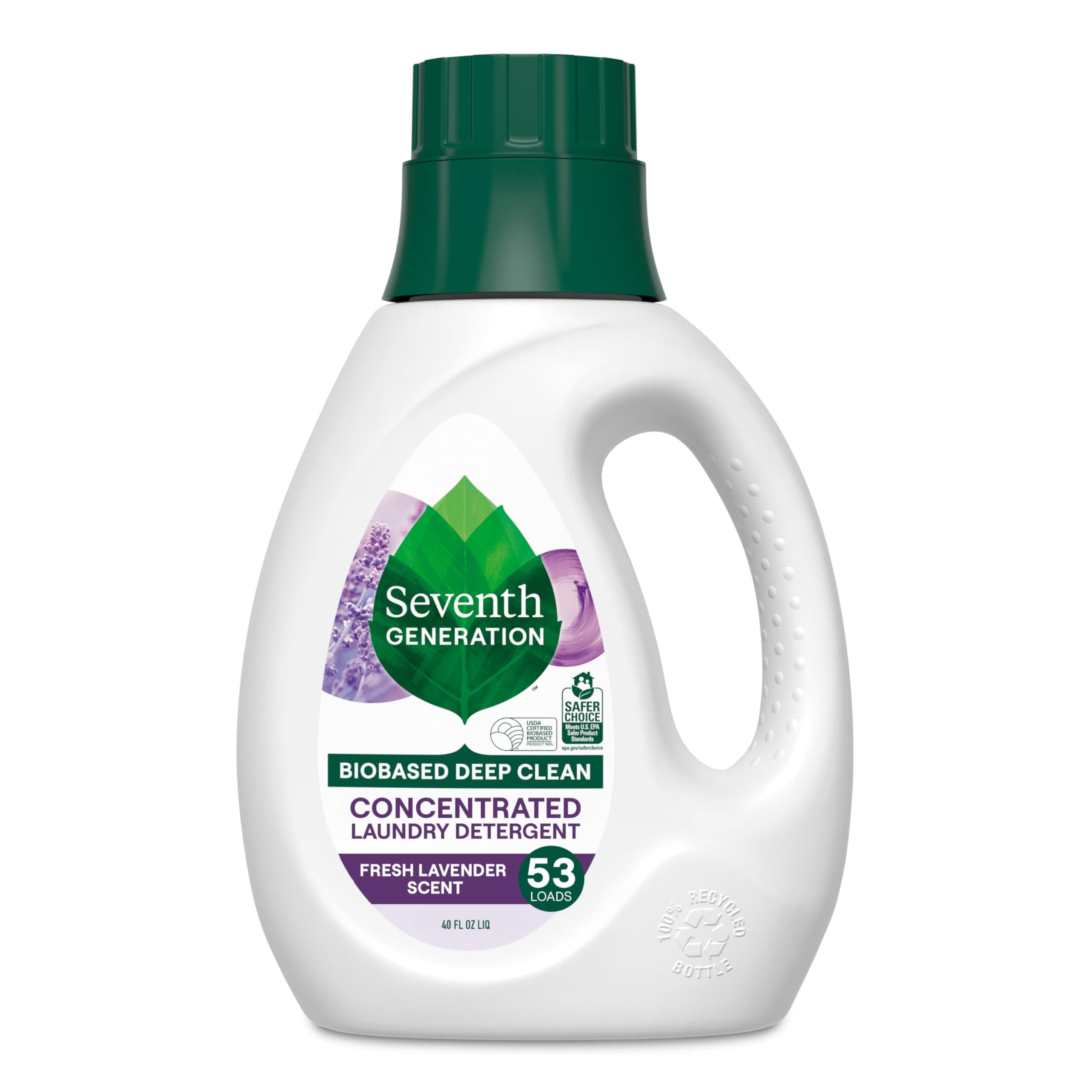 Seventh Generation Concentrated Laundry Liquid Detergent, Stain Fighting Formula, Fresh Lavender Scent, 40 Oz (53 Loads)
