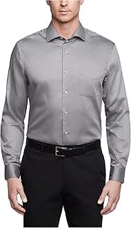 Mens Dress Shirts Regular Fit Lux Sateen Stretch Solid