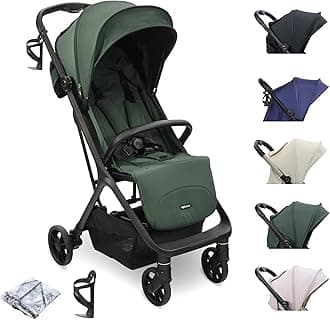– My Babiie MBX7 Autofold Stroller – from Birth to 4 Years (22kg), Foldable & Compact, Lightweight, Travel Buggy for Toddlers, Pushchair Includes Rain Cover - Forest Green