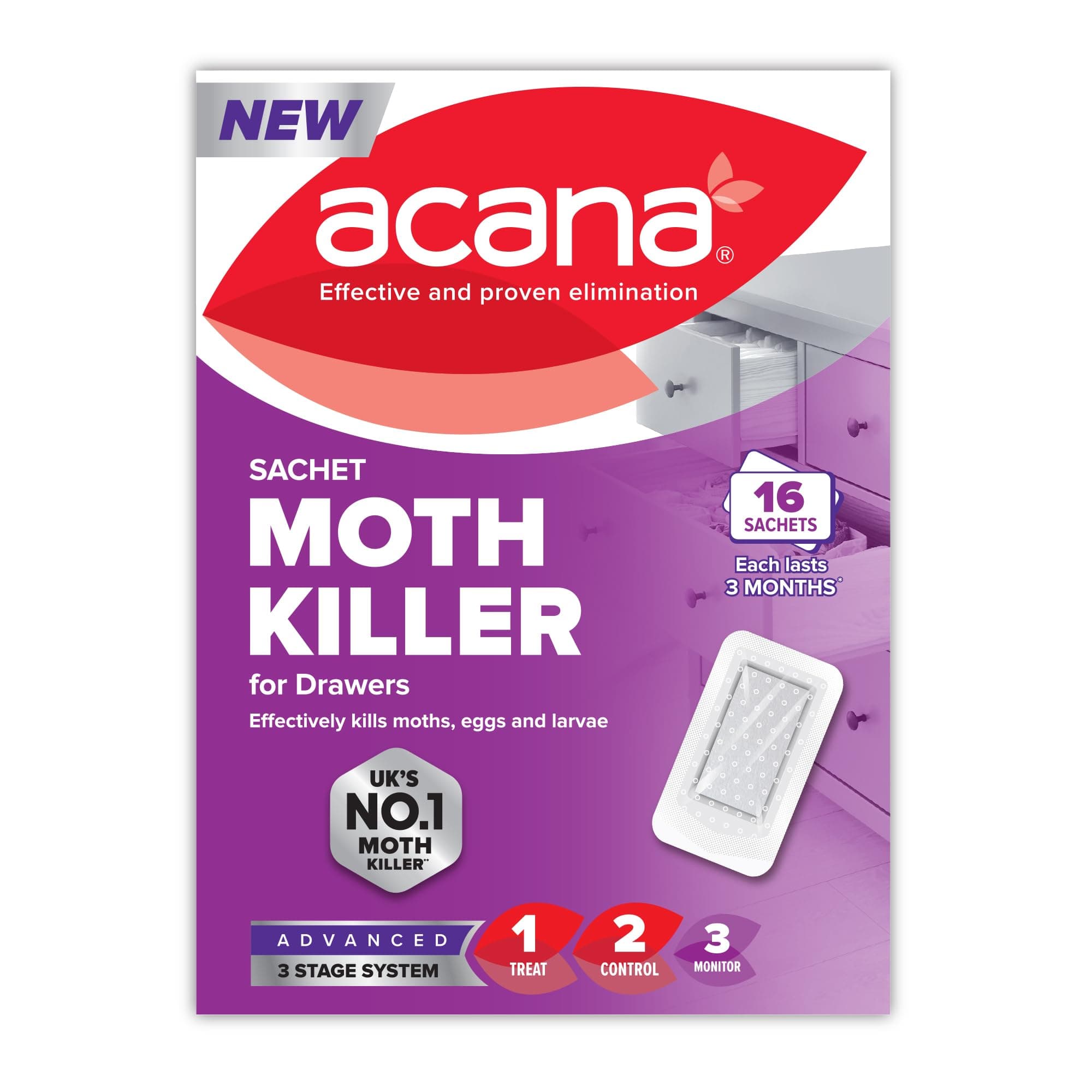 Acana Sachet Moth Killer & Freshener, 20 Pack- Lavender