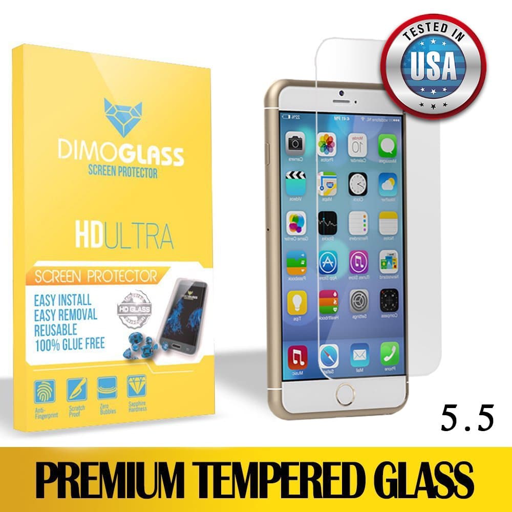 iPhone 6 Plus Screen Protector Tempered Glass - Sapphire Crystal CoatingLifetime Replacement Program [No Questions Asked], Bubble Free Best Iphone 6 Plus Tempered Glass Screen Protector - You Break It, You Lose It, We Replace It - DimoGlass Screen Protector For iPhone 6 Plus Is Designed To Fit - iPhone 6 Plus Tempered Glass Coming Soon, Order Now!! [5.5] (Ultra Clear HD)
