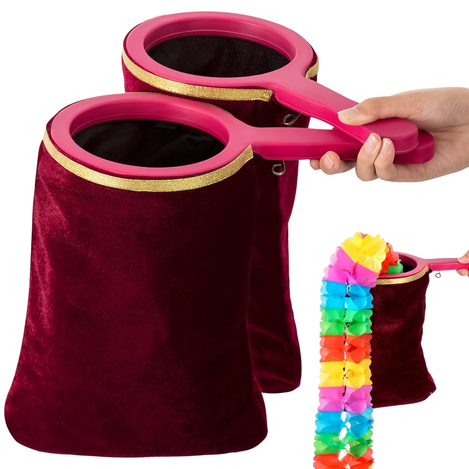 Azonee 2 Pcs Magic Props Change Bag with Zipper, Twisting Handle Make Things Appear Disappear Magic Trick Bag Magic Stage Prop Accessories for Kids Adults Boys Girls Gift