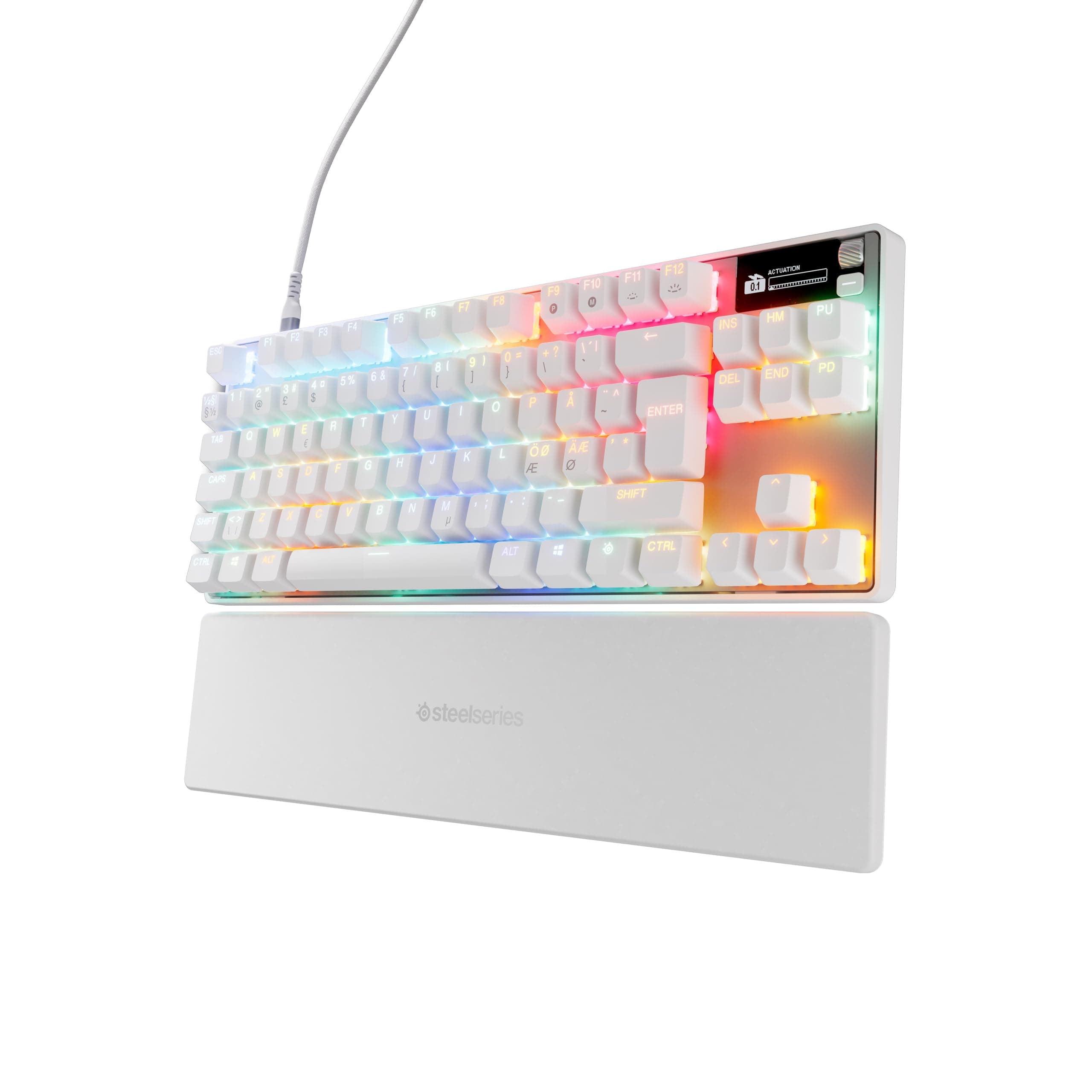 SteelSeries Apex Pro TKL Gen 3 - White Gaming Keyboard - Adjustable Hall Effect Switches; OmniPoint 3.0 - Game-Ready Presets - Rapid Trigger, Protection Mode, Rapid Tap/SOCD - Nordic QWERTY
