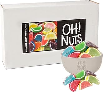 Oh! Nuts Jelly Fruit Slices Large Assorted Sugar Candy - 5lb Bulk Bag | Traditional Old Fashioned Chewy Gummy Sweet Confectionery | Vegan, Gluten-Free, Kosher Certified Pareve (150 CT)