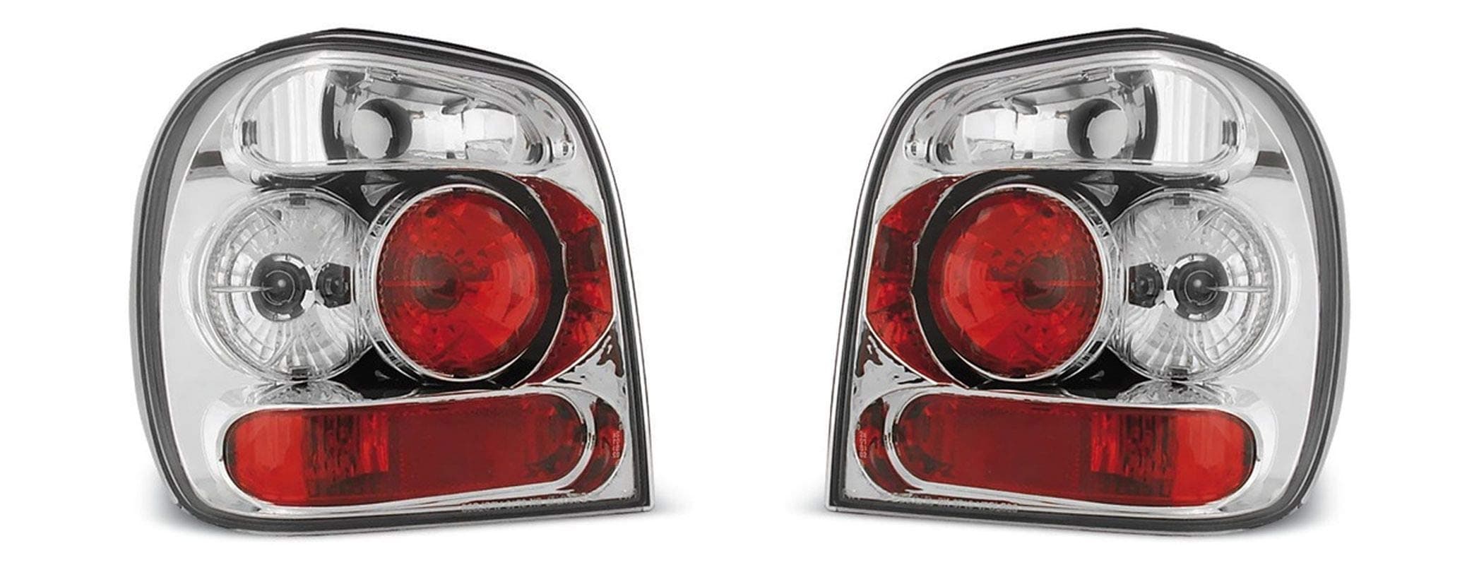 V-MAXZONE PARTS Rear Lights VR-1987 Tail Light Assembly Tail Lamp 1 Pair Driver And Passenger Side Complete Set Chrome compatible with Volkswagen Polo 6N 1994 1995 1996 1997 1998 1999 Hatchback