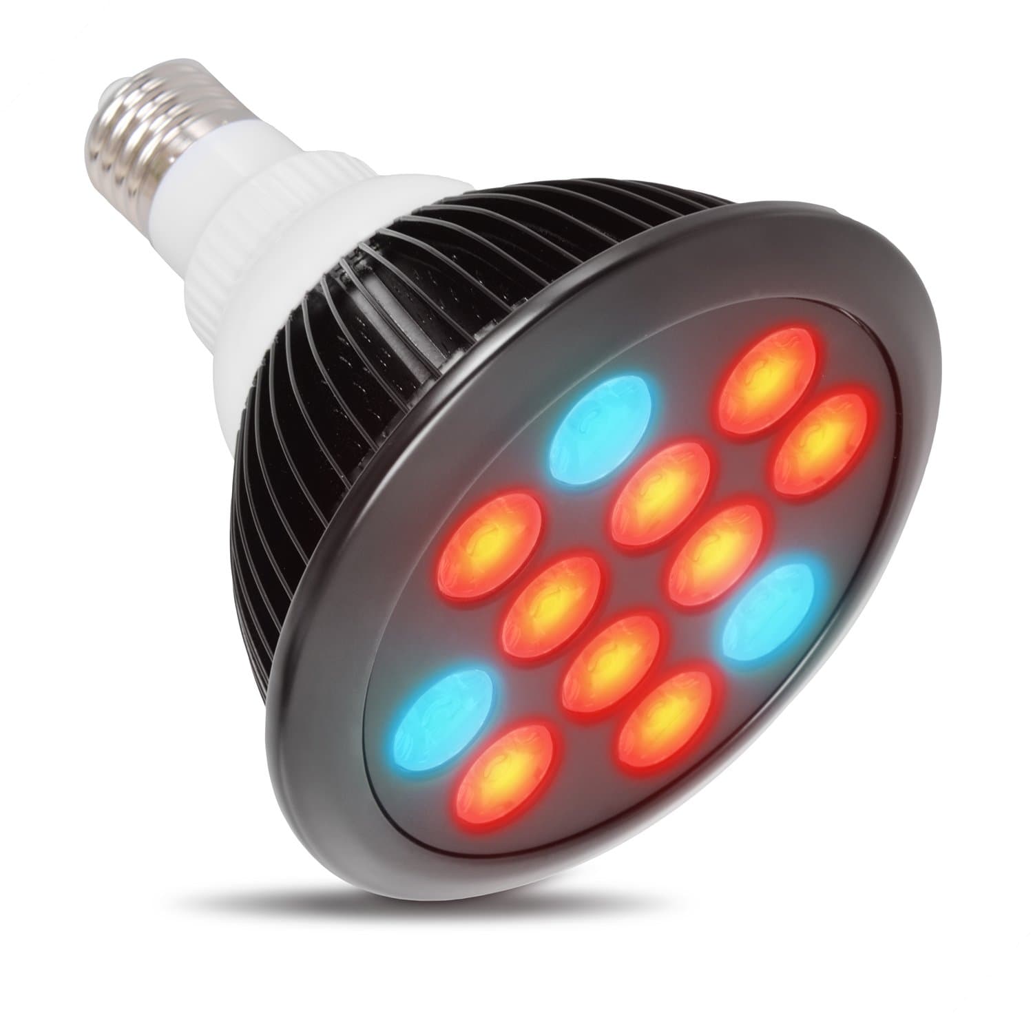 Chenci 12 LED Plant Grow Light Bulb, 24W E27(3 Blue LED & 9 Red LED) Hydroponic Lamp for Greenhouse/Indoor Garden （Black）