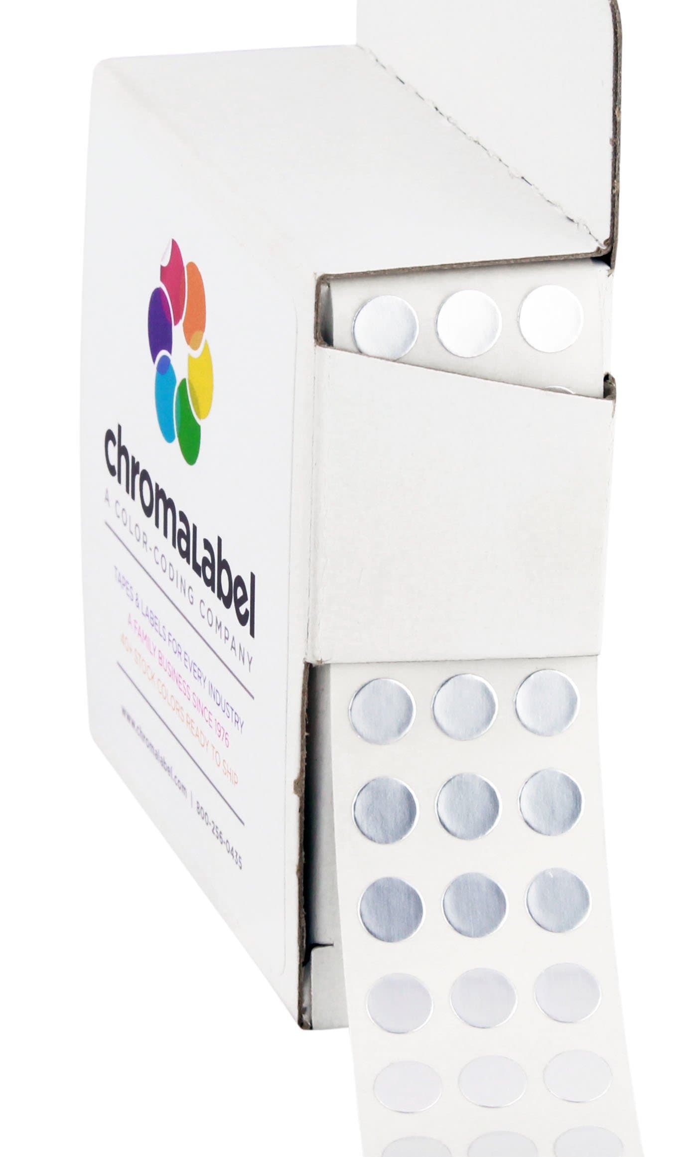 ChromaLabel0.25 inch Metallic Silver Sticky Color Coding Dot Stickers, Ideal for Pricing, Office Supplies, Teachers, Comes with Handy Dispenser - Great for Retail, Manufacturing, Recreation