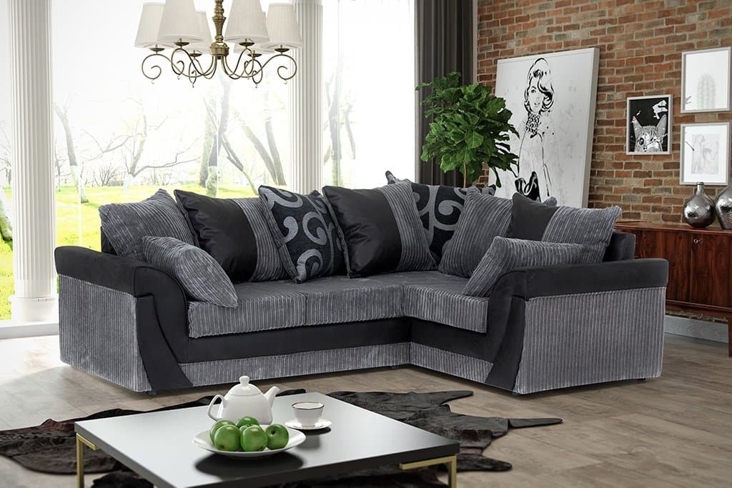 Abakus Direct Lush Corner Sofa Grey and Black - Right