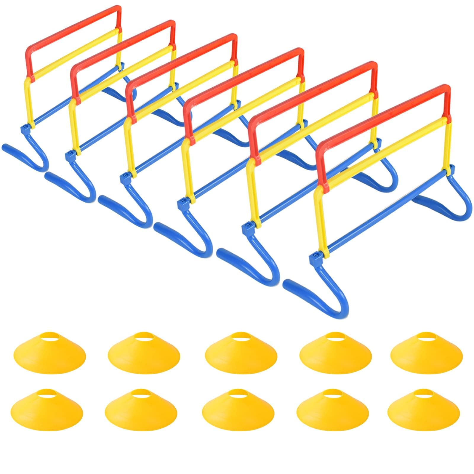 6 Pack Multicolor Agility Hurdles 4 Height Adjustable Speed Training Hurdles Fitness & Speed Training Equipment