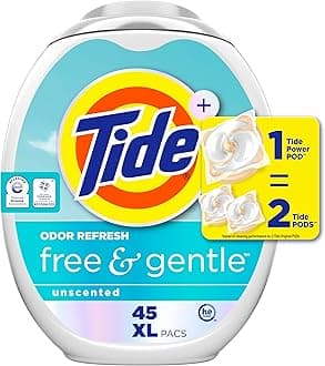 Tide PODS Free and Gentle Odor Refresh Laundry Detergent Packs, 45 Count, Hypoallergenic Laundry Detergent Pods