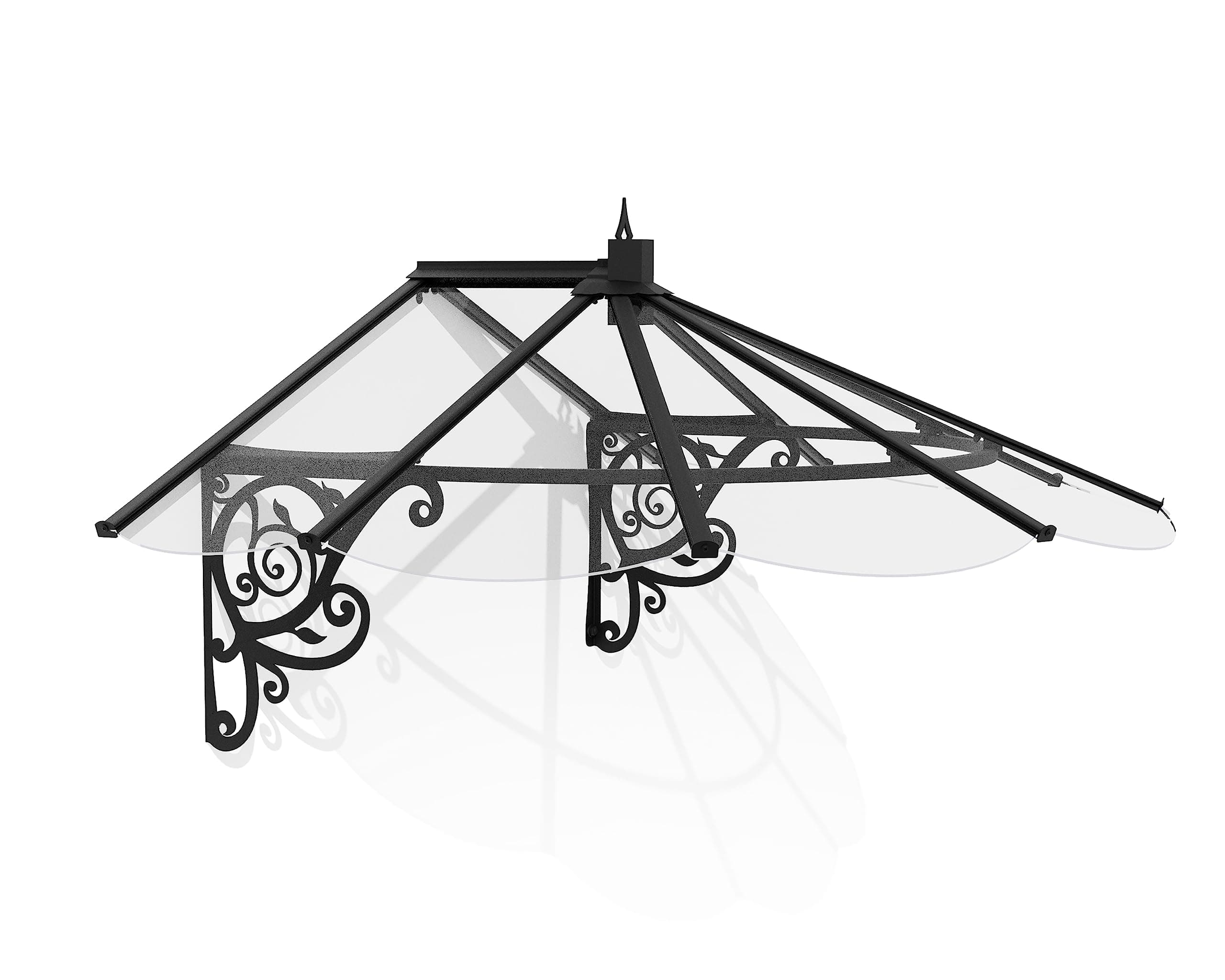 Palram - Canopia Lily Awning 6 Ft. x 4 Ft. Polycarbonate, Aluminum, and Galvanized Steel 69" Long Canopy/Awning for Window, Door, Patio, Garden Porch, Deck, and Outdoors in Black and Clear