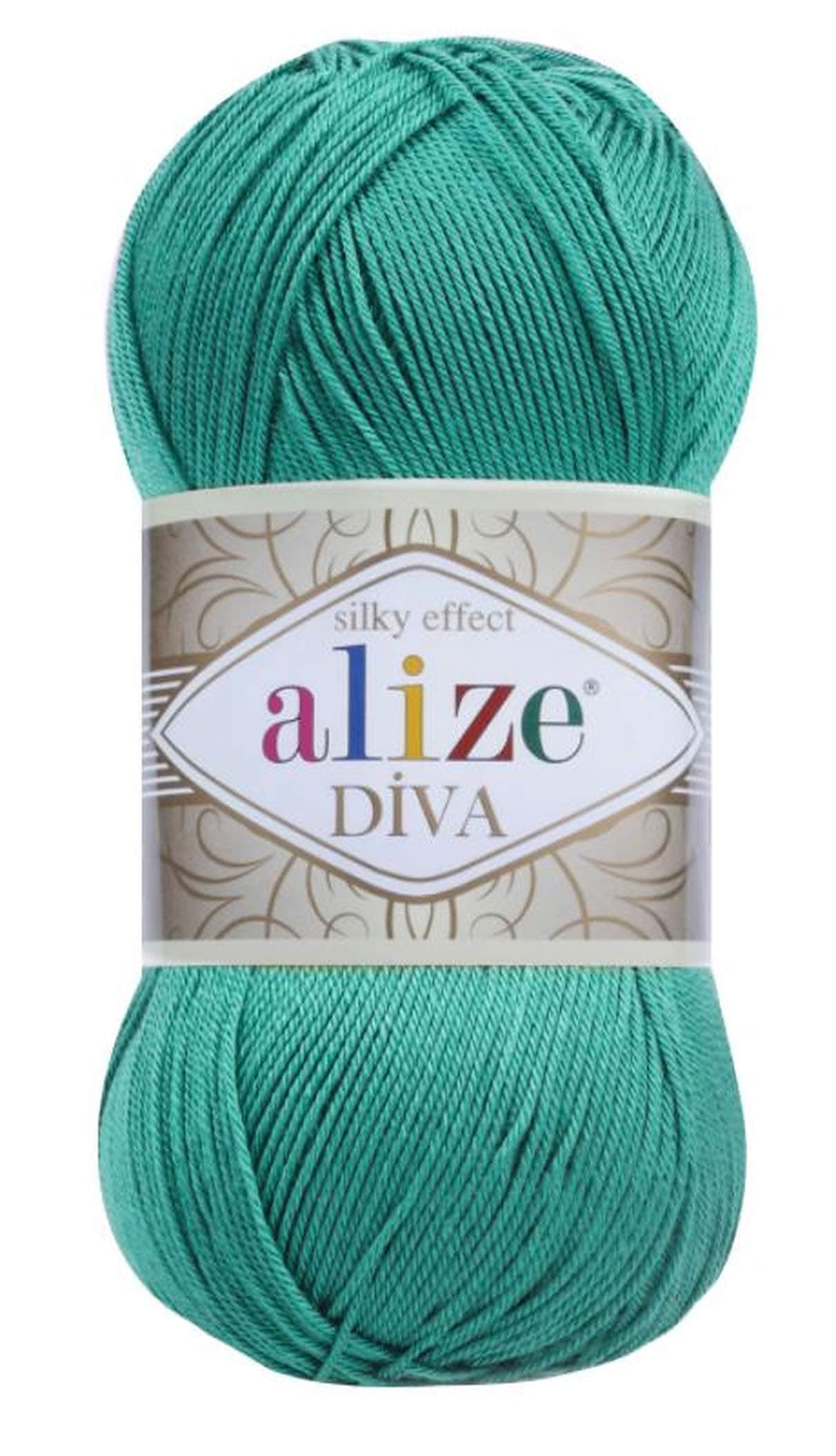 Alize Diva Silk Effect 100% Microfiber Acrylic Sport Yarn 1 Ball skeins 100gr 383yds Color (610 - Jade)