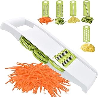NACOLUS 5 in 1 Mandolin Slicer Mandolin Multi Blade Potato Veggie Slicer Vegetable Cutter Julienne Shredder Potato Cutter Green