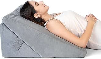 FOVERA Wedge Pillow for Back Support, Adjustable Memory Foam Bed Wedge Pillow for Sleeping, Acid Reflux, GERD, Snoring, Pregnancy, Post-Surgical Recovery (Velvet Grey, XL - 24x24x12 Inch)