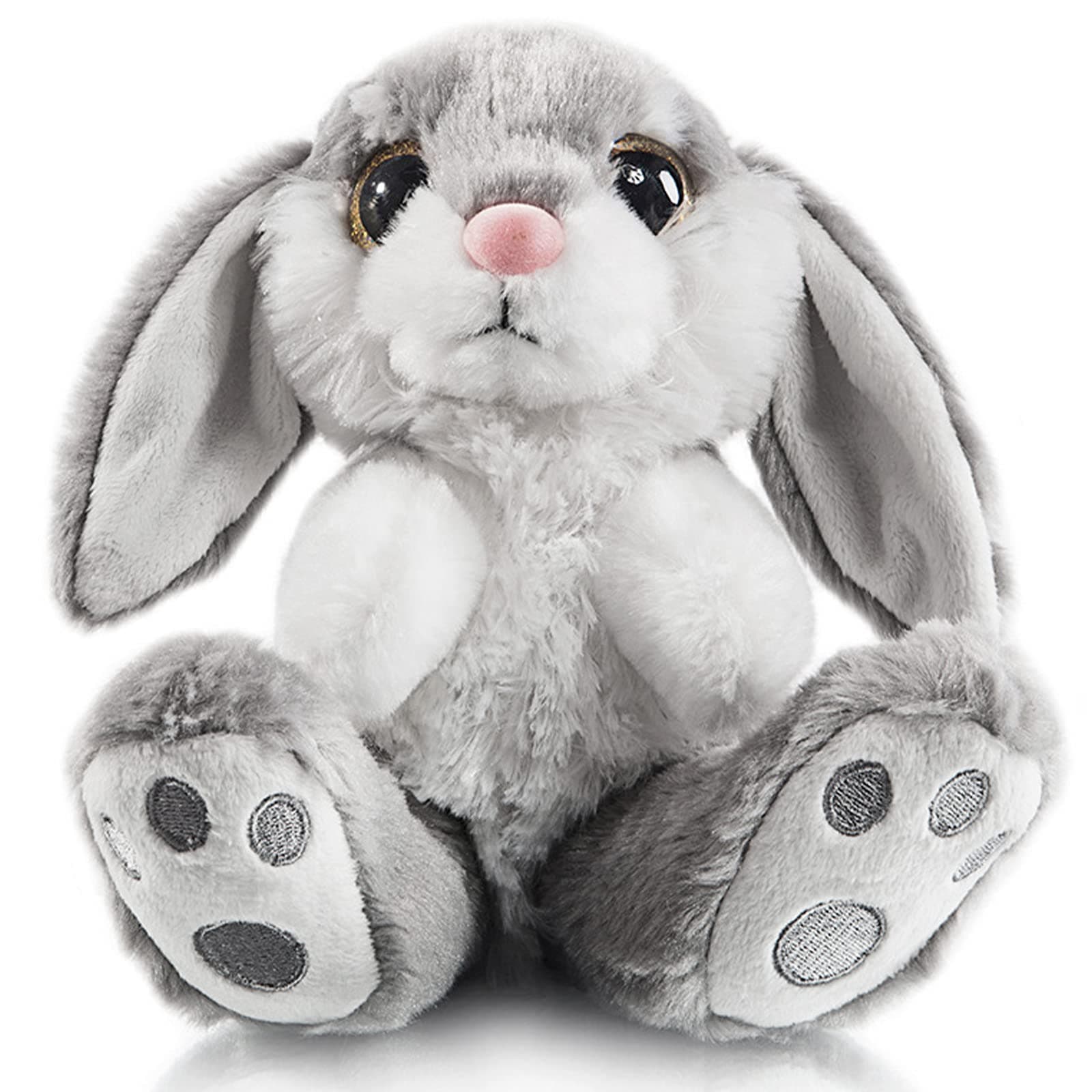 Easter Bunny Stuffed Animal 8.5in Plush Easter Rabbits Stuffed Animals with Floppy Ear Bedtime Friend Soft Toy Gifts for Kids Girls Boys, Gray
