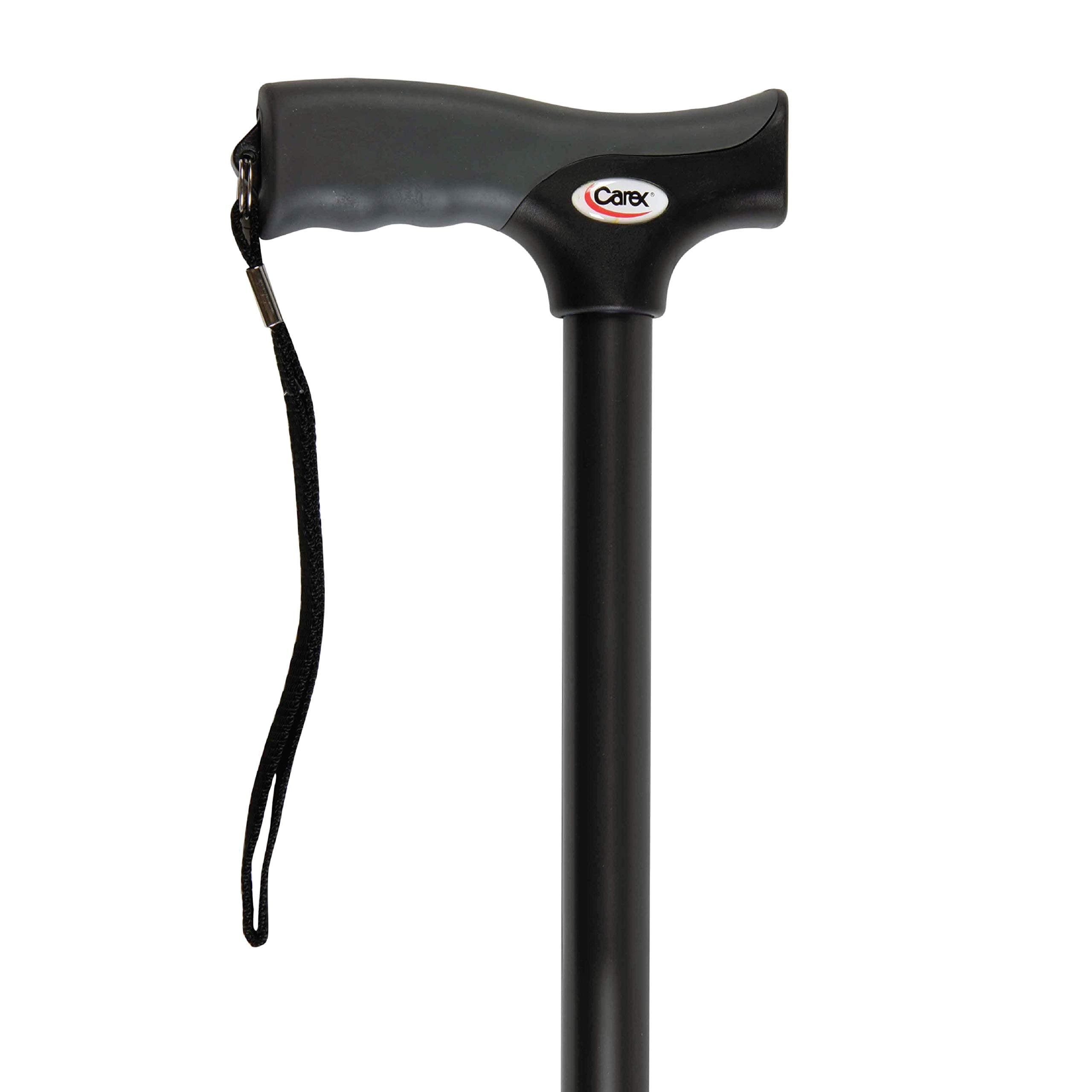 Soft Grip Walking Cane - Height Adjustable Cane With Wrist Strap - Latex Free Soft Cushion Handle, Black