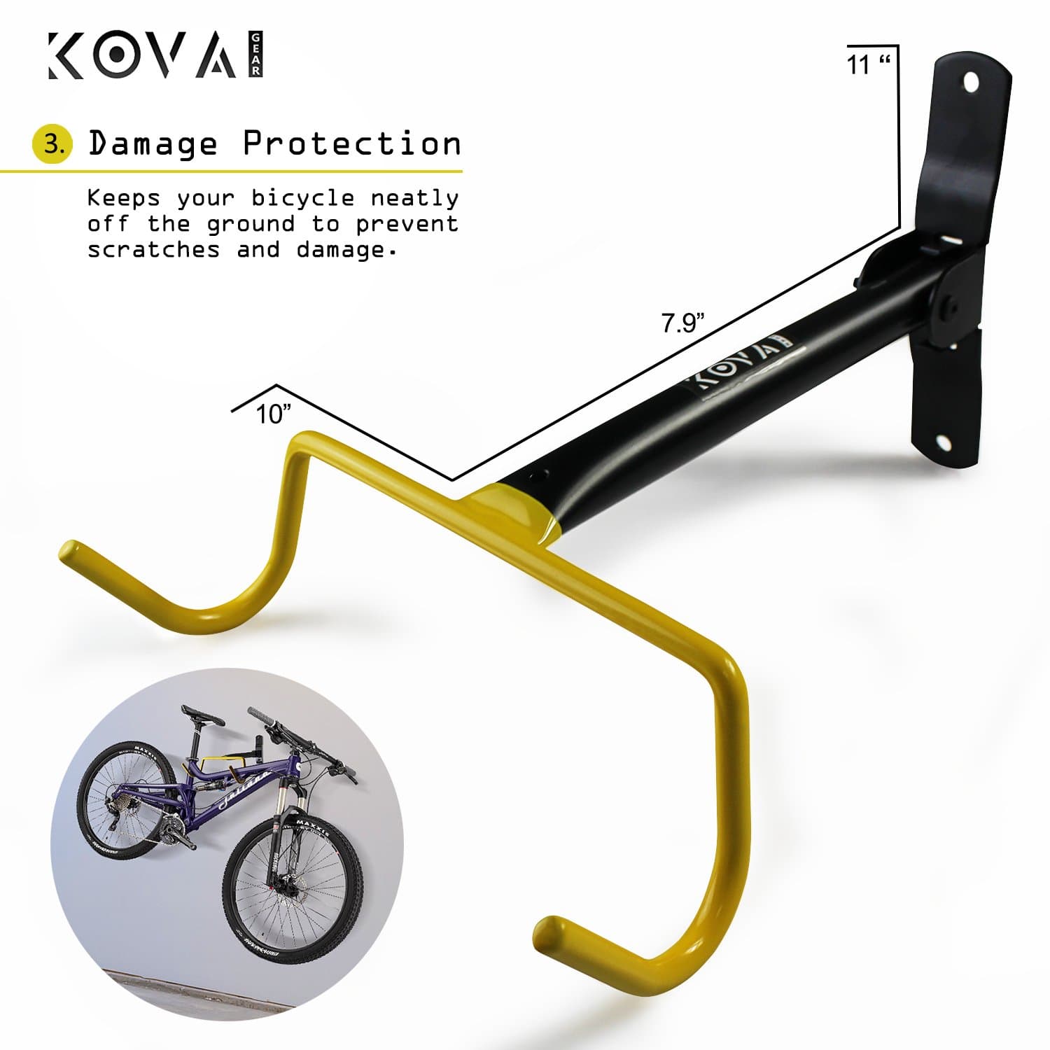 Folding Bike Hanger Hook - Space Saving Bicycle Storage Solution - Hardware Included