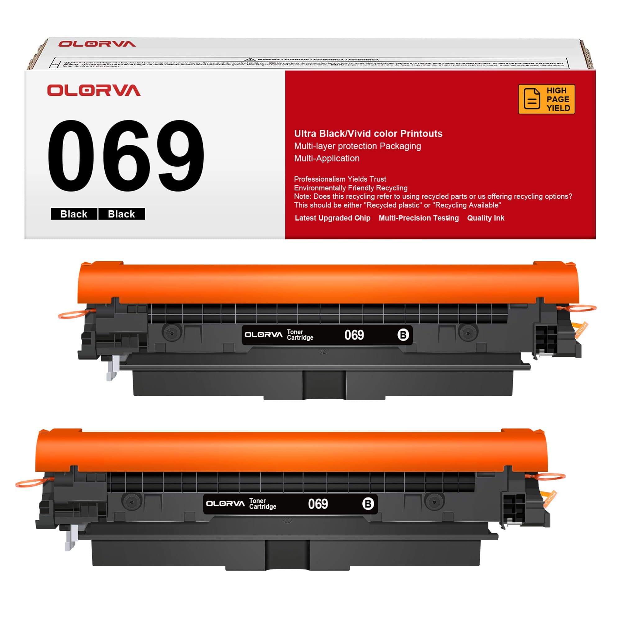 069 Black Toner Cartridge Set (with Chip) - 2 Pack Replacement for Canon 069 069H Works for Canon Color ImageCLASS Mf753cdw MF751Cdw MF752Cdw LBP674Cdw MF752Cdw MF756Cx LBP673Cdw LBP674Cx Printer