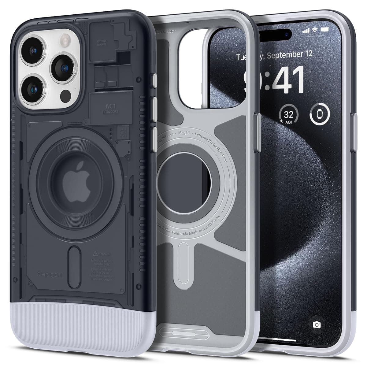 - Classic C1 MagFit Back Cover Case for iPhone 15 Pro, MagSafe Compatible, Camera Control Button - PC+TPU | Graphite