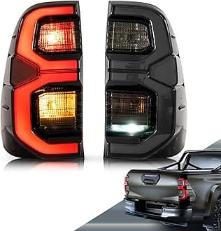 VLAND LED Tail Lights Compatible with Toyota Hilux 2015-2020 Revo( NOT for Tonka) Pickup Truck, Rear Lamp Assembly w/Dynamic Animation Running Light, Passenger+Driver Sides Smoke LHD