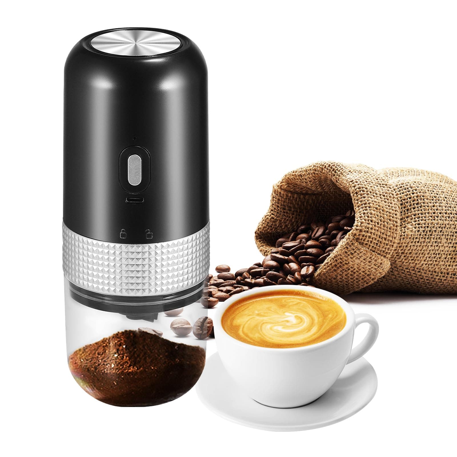 Coffee Grinder Electric, Portable Mini Coffee Grinder with Multiple Grinding Settings, Wireless Coffee Bean Grinder with Stronger Endurance, Automatic Power Outage for Dry and Wet Grinding