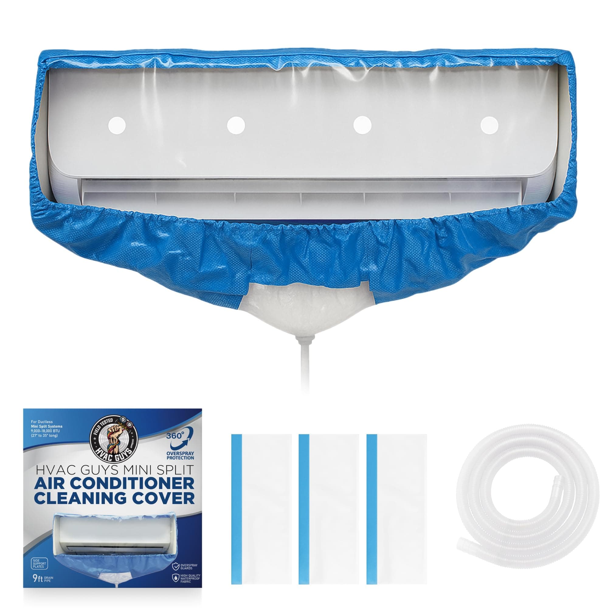 Leak Saver Mini Split AC Cleaning Cover Kit | Waterproof Fabric | Fits Systems 27in - 35in Long