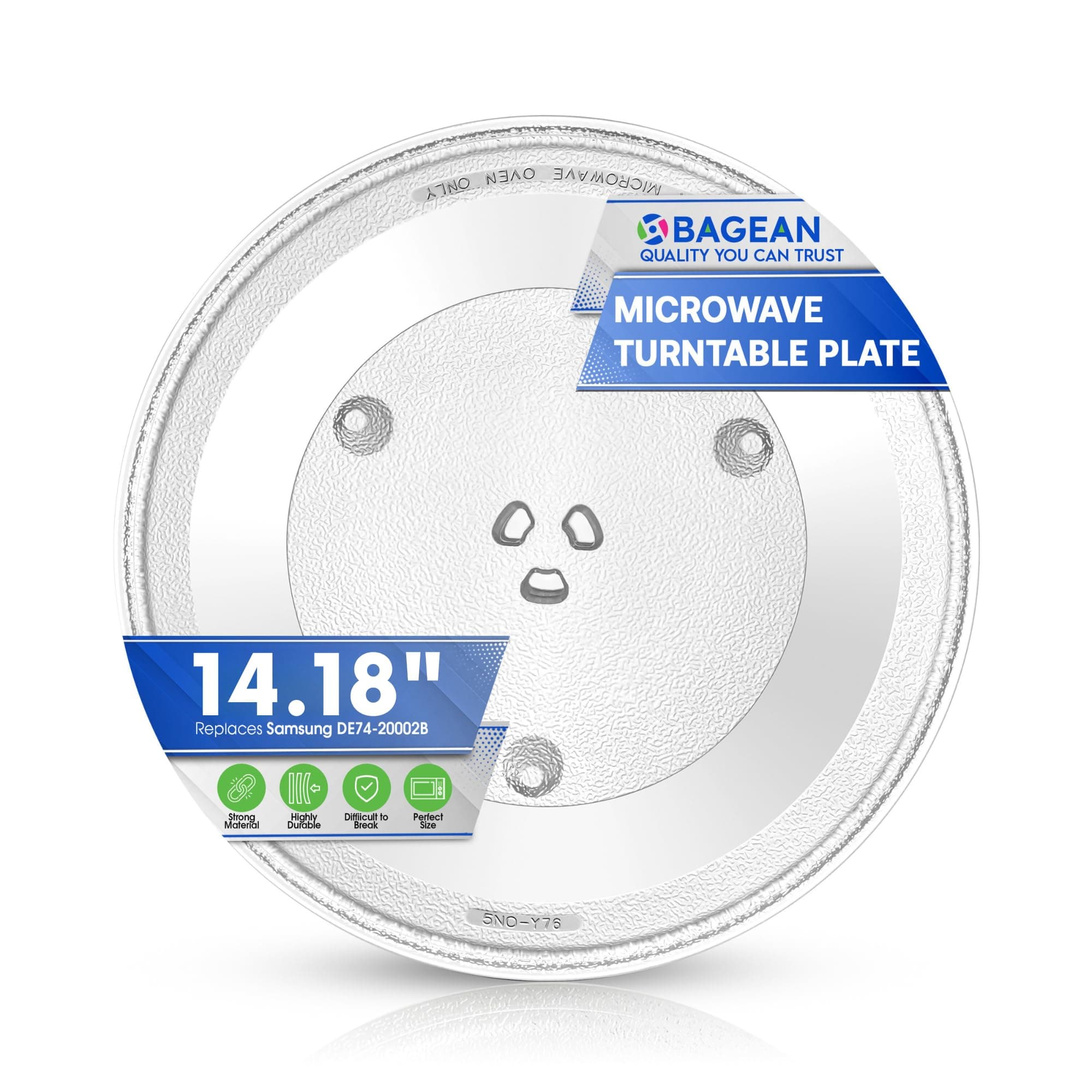 Bagean Microwave Plate Replacement 14 1/8 inch Fits DE74-20002B Samsung Microwave Turntable Plate - Exact Replacement Microwave Glass Plate - Durable Oven Dish Tray For Better Reheating and Cooking