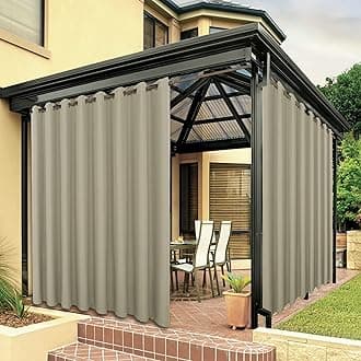 BONZER Outdoor Curtains for Patio Waterproof Thick Privacy Wide Grommet Sunlight Blocking Outside Curtains for Porch Pergola Gazebo Deck, 1 Panel, 110W x 84L inch, TaupeOEKO-TEX STANDARD 100