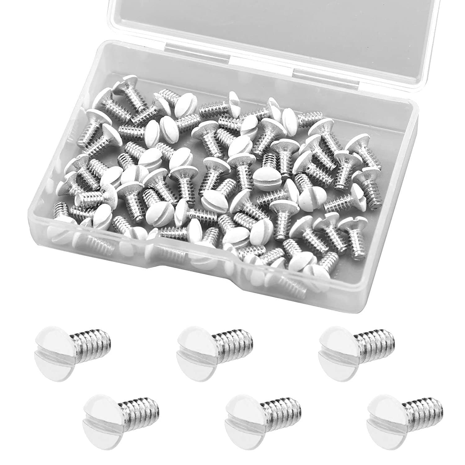 60Pcs Sliver 3/8 Inch Long 6-32 Thread White Wall Plate Screws Outlet Cover Screws Switch Cover Replacement Wall Plate Screws Electrical Screws Attractive Wall Plates and Accessories
