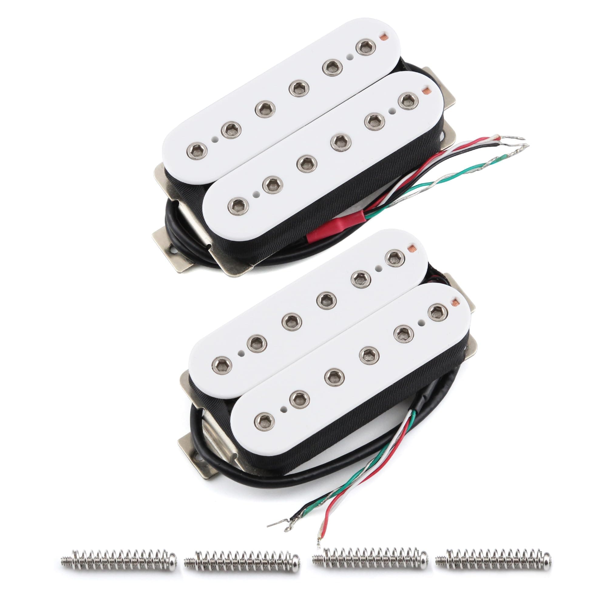FLEOR Neck+Bridge Pickup Set Ceramic Double Coil Humbucker Pickups for Electric Guitar Pickup Replacement-White