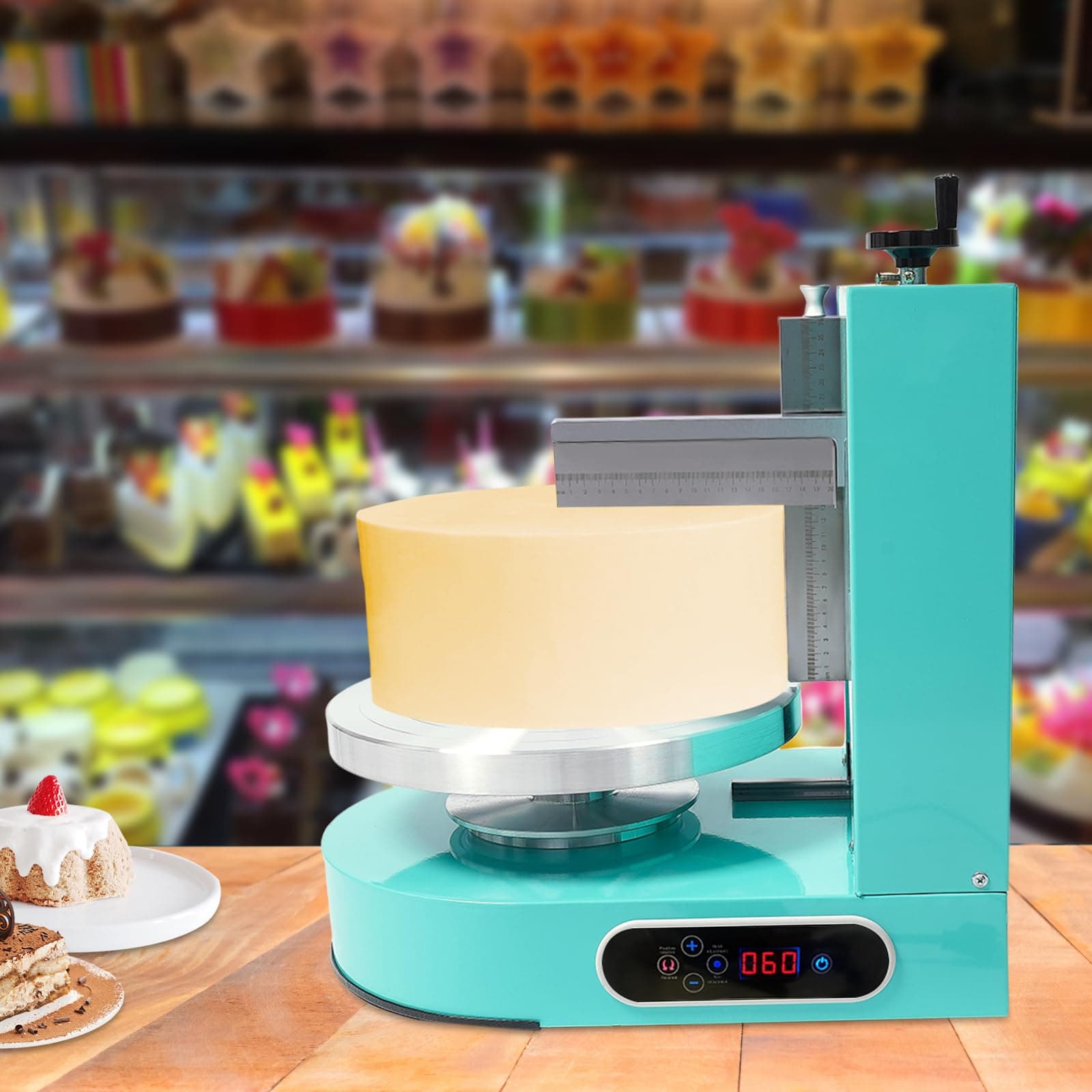 Electric Cake Decorating Machine, 200W 110V 60-320Rpm Automatic Cake Cream Coating Spatula Spreading Machine Cake Icing Machine Cake Surface Scraper W/LCD Display for 4-12 inch Cakes (Green)